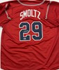 JOHN SMOLTZ SIGNED CUSTOM REPLICA BRAVES RED JERSEY - BAS