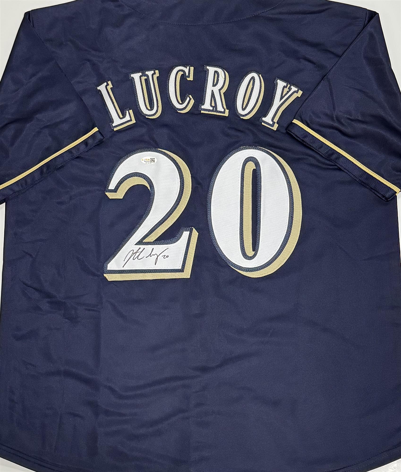JONATHAN LUCROY SIGNED NAVY REPLICA JERSEY - MILWAUKEE BREWERS MLB - JSA
