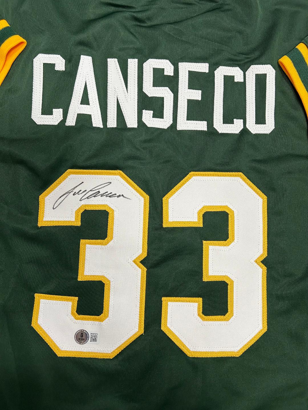 JOSE CANSECO SIGNED CUSTOM REPLICA ATHLETICS JERSEY - BECKETT