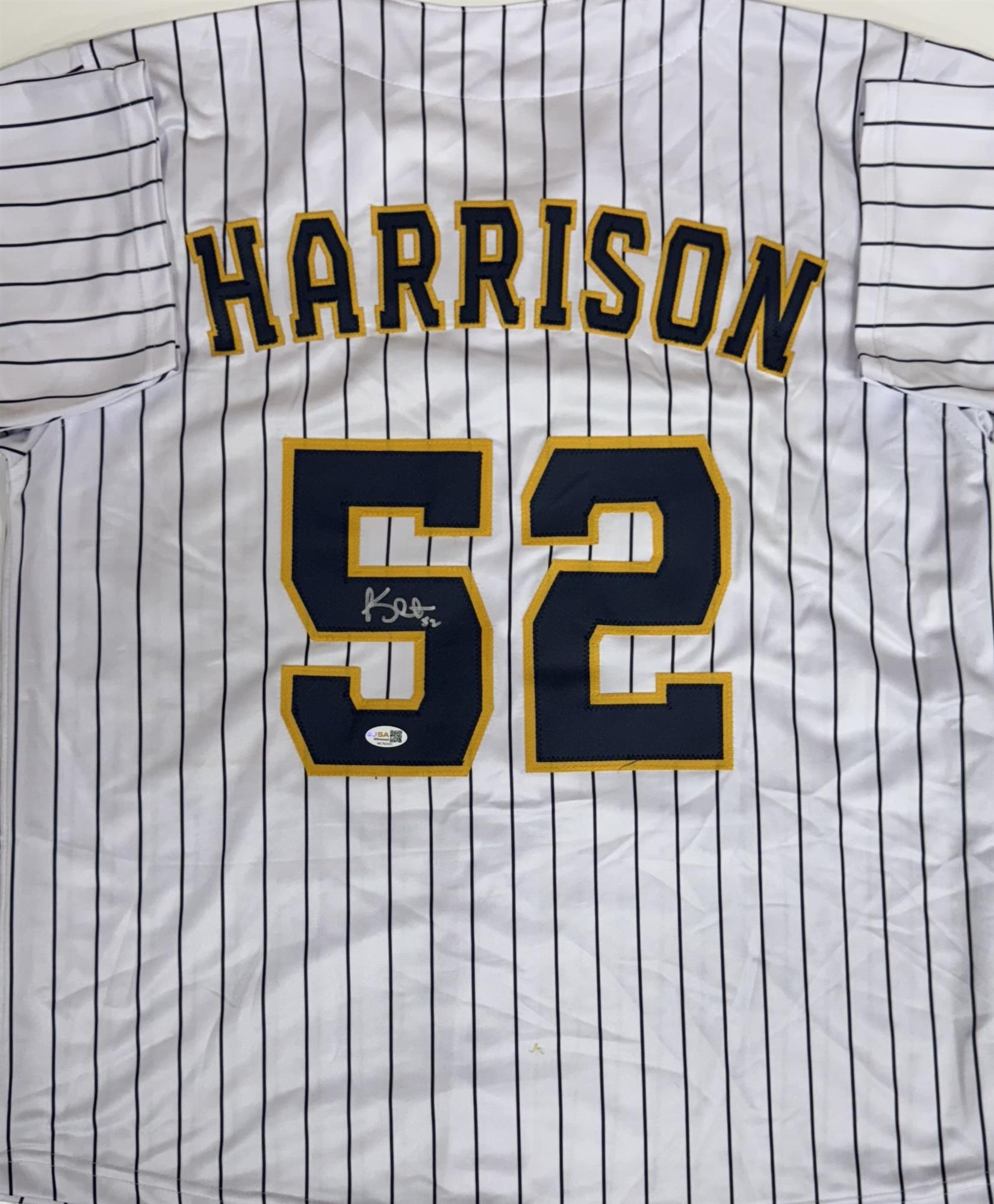 KYLE HARRISON SIGNED CUSTOM REPLICA BREWERS PINSTRIPE JERSEY - JSA