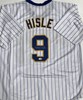 LARRY HISLE SIGNED CUSTOM BREWERS PINSTRIPE JERSEY - JSA