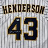 LOGAN HENDERSON SIGNED CUSTOM REPLICA BREWERS PINSTRIPE JERSEY - BAS