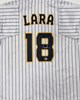 LUIS LARA SIGNED CUSTOM REPLICA BREWERS PINSTRIPE JERSEY - BAS