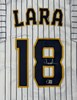 LUIS LARA SIGNED CUSTOM REPLICA BREWERS PINSTRIPE JERSEY - BAS