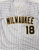 LUIS LARA SIGNED CUSTOM REPLICA BREWERS PINSTRIPE JERSEY - BAS
