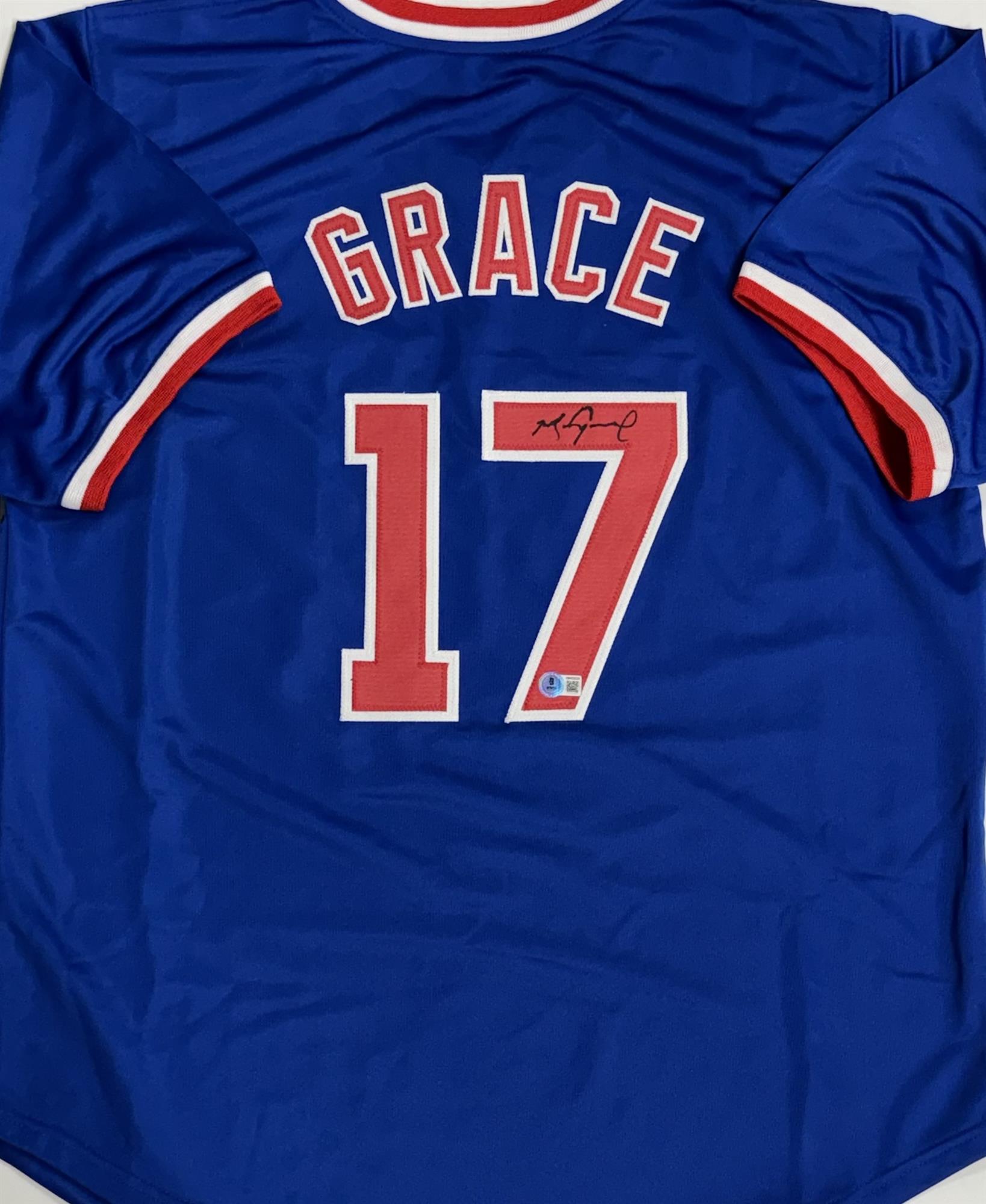 MARK GRACE SIGNED CUSTOM REPLICA BLUE CUBS JERSEY - CHICACO CUBS MLB - BAS