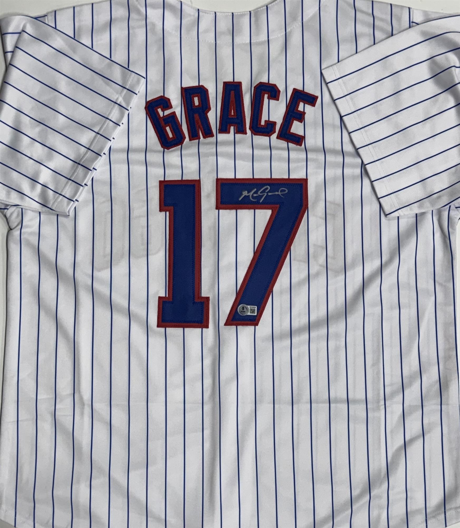 MARK GRACE SIGNED CUSTOM REPLICA PINSTRIPE CUBS JERSEY - CHICACO CUBS MLB - BAS