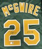 MARK MCGWIRE SIGNED CUSTOM REPLICA ATHLETICS JERSEY W/ '87 AL ROY - BAS