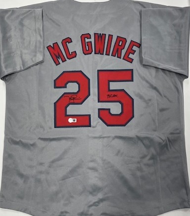 MARK MCGWIRE - ST. LOUIS CARDINALS - SIGNED CUSTOM REPLICA CARDINALS JERSEY W/ BIG MAC - BAS