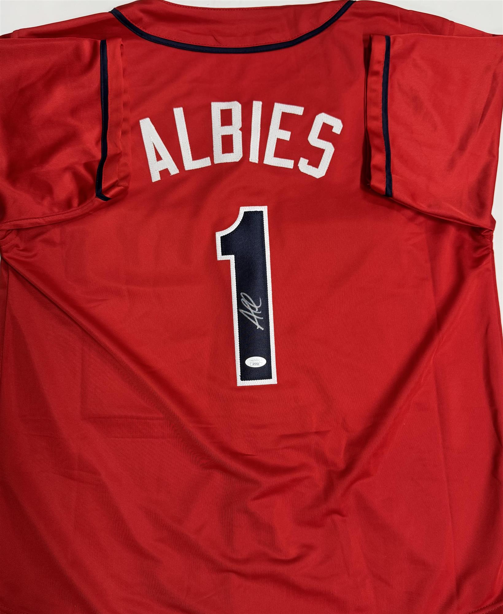 OZZIE ALBIES SIGNED CUSTOM REPLICA RED BRAVES JERSEY - ATLANTA BRAVES MLB - JSA