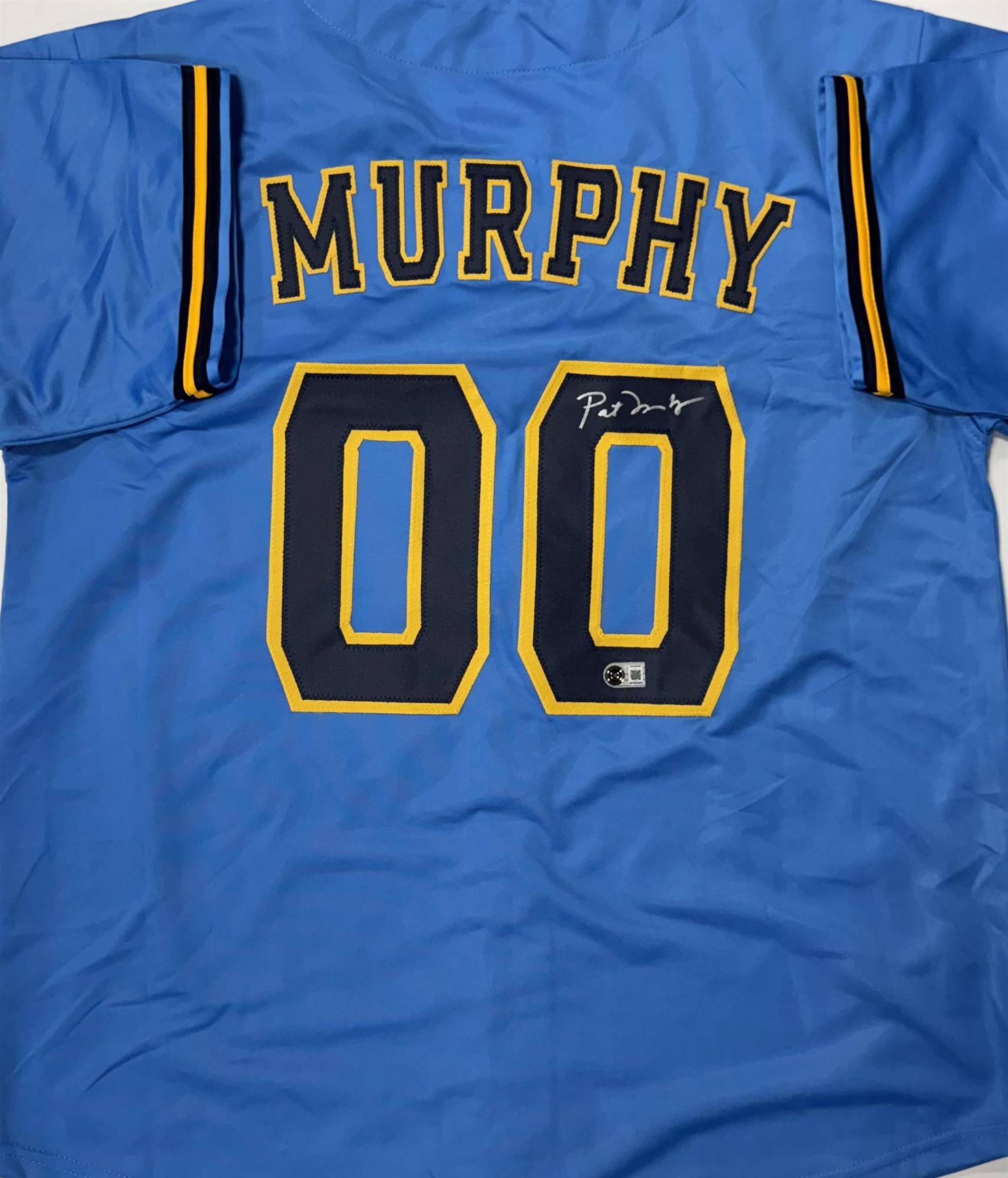 PAT MURPHY SIGNED CUSTOM REPLICA ALT #00 BREWERS JERSEY - BAS