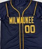 PAT MURPHY SIGNED CUSTOM REPLICA NAVY #00 BREWERS JERSEY - BAS