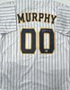 PAT MURPHY SIGNED CUSTOM REPLICA PINSTRIPE #00 BREWERS JERSEY - BAS