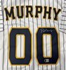 PAT MURPHY SIGNED CUSTOM REPLICA PINSTRIPE #00 BREWERS JERSEY - BAS