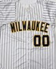 PAT MURPHY SIGNED CUSTOM REPLICA PINSTRIPE #00 BREWERS JERSEY - BAS