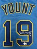 ROBIN YOUNT SIGNED CUSTOM REPLICA BREWERS BLUE JERSEY W/ HOF - BAS