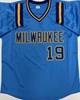 ROBIN YOUNT SIGNED CUSTOM REPLICA BREWERS BLUE JERSEY W/ HOF - BAS