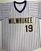 ROBIN YOUNT SIGNED CUSTOM REPLICA BREWERS PINSTRIPE JERSEY - BAS