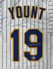 ROBIN YOUNT SIGNED CUSTOM REPLICA BREWERS PINSTRIPE JERSEY - BAS
