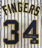 ROLLIE FINGERS SIGNED CUSTOM REPLICA BREWERS PINSTRIPE JERSEY W/ HOF '92 - BAS