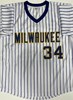 ROLLIE FINGERS SIGNED CUSTOM REPLICA BREWERS PINSTRIPE JERSEY W/ HOF '92 - BAS
