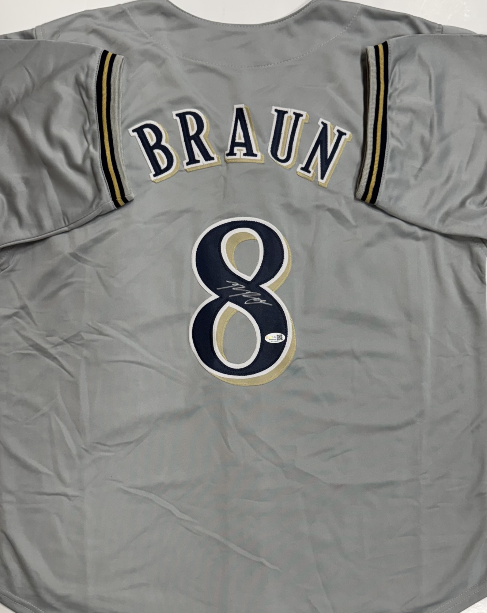 RYAN BRAUN SIGNED CUSTOM BREWERS GRAY JERSEY - JSA