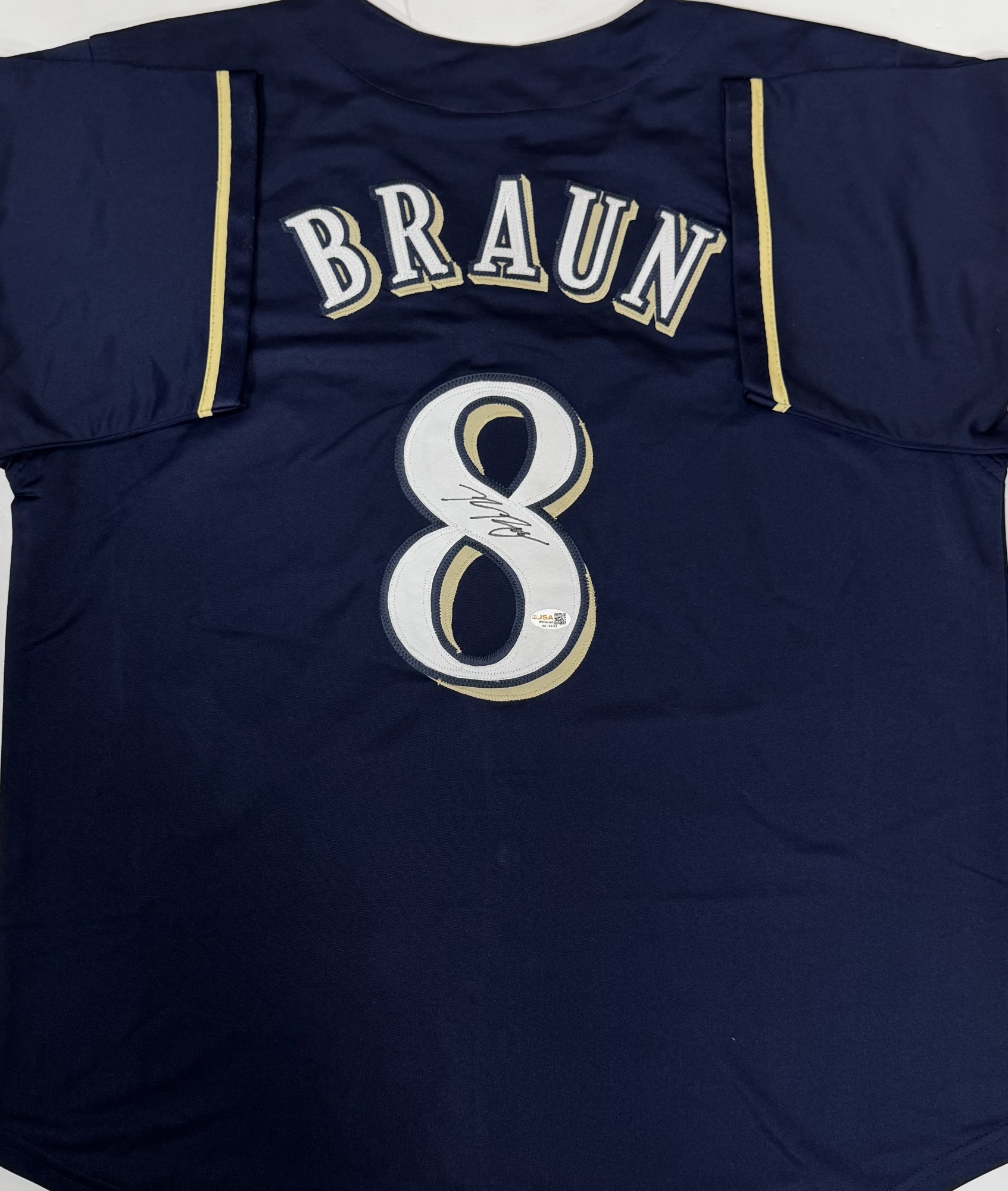 RYAN BRAUN SIGNED CUSTOM BREWERS NAVY JERSEY - JSA
