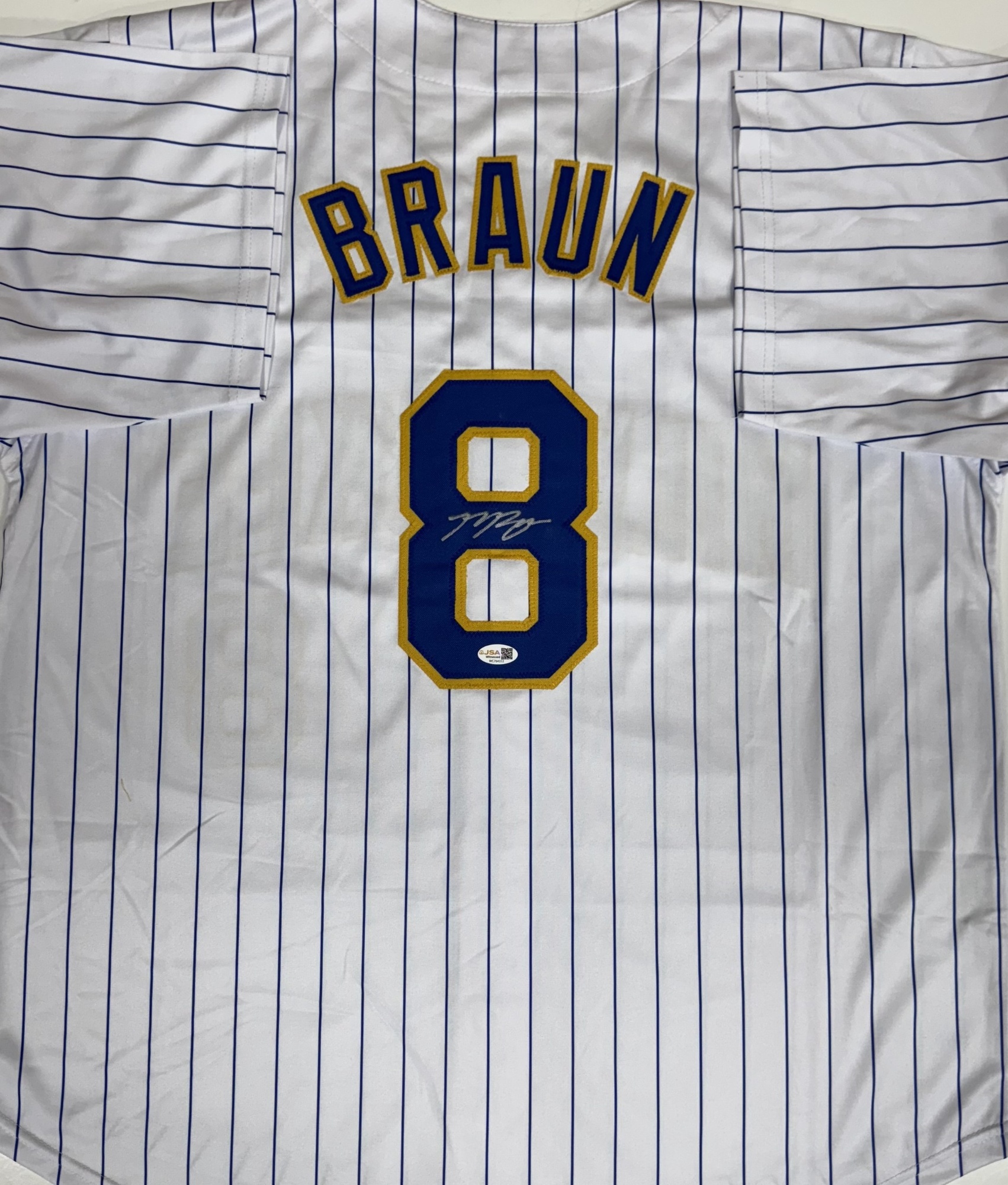 RYAN BRAUN SIGNED CUSTOM BREWERS RETRO PINSTRIPE JERSEY - JSA