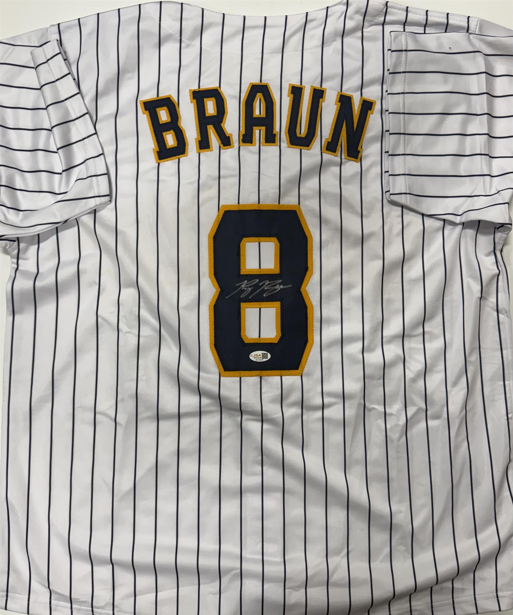 RYAN BRAUN SIGNED CUSTOM BREWERS PINSTRIPE JERSEY - JSA
