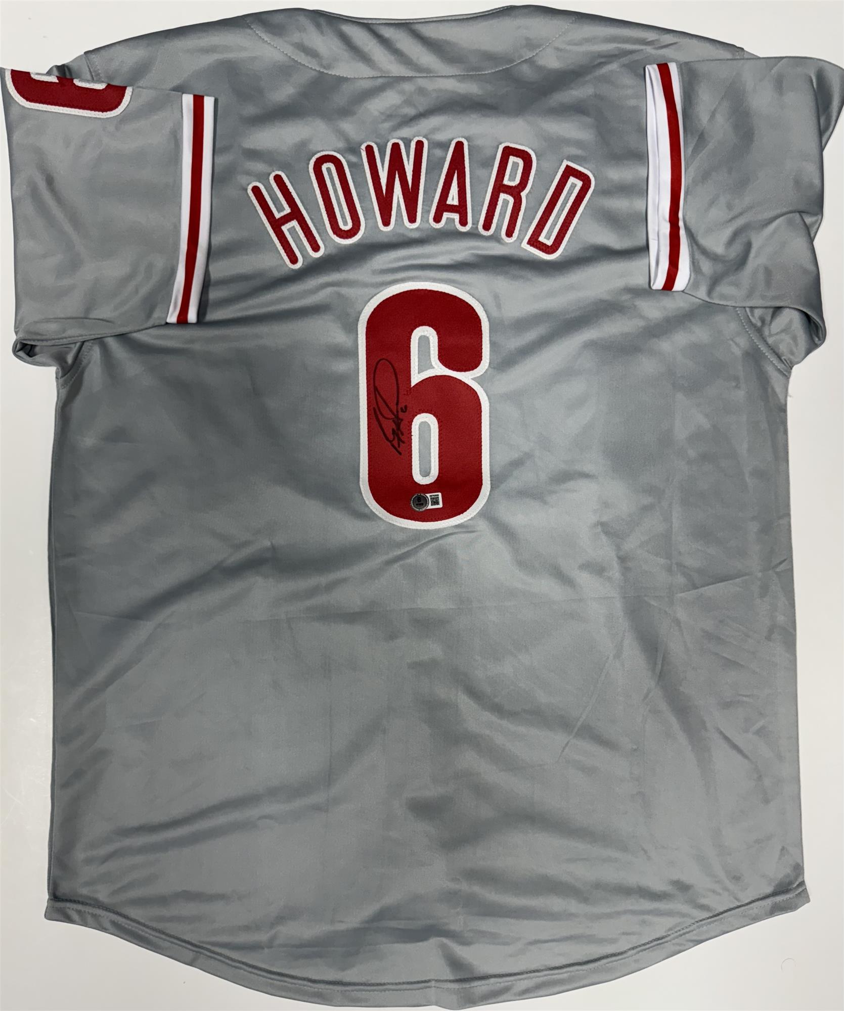 RYAN HOWARD SIGNED CUSTOM REPLICA PHILLIES GREY JERSEY - BAS