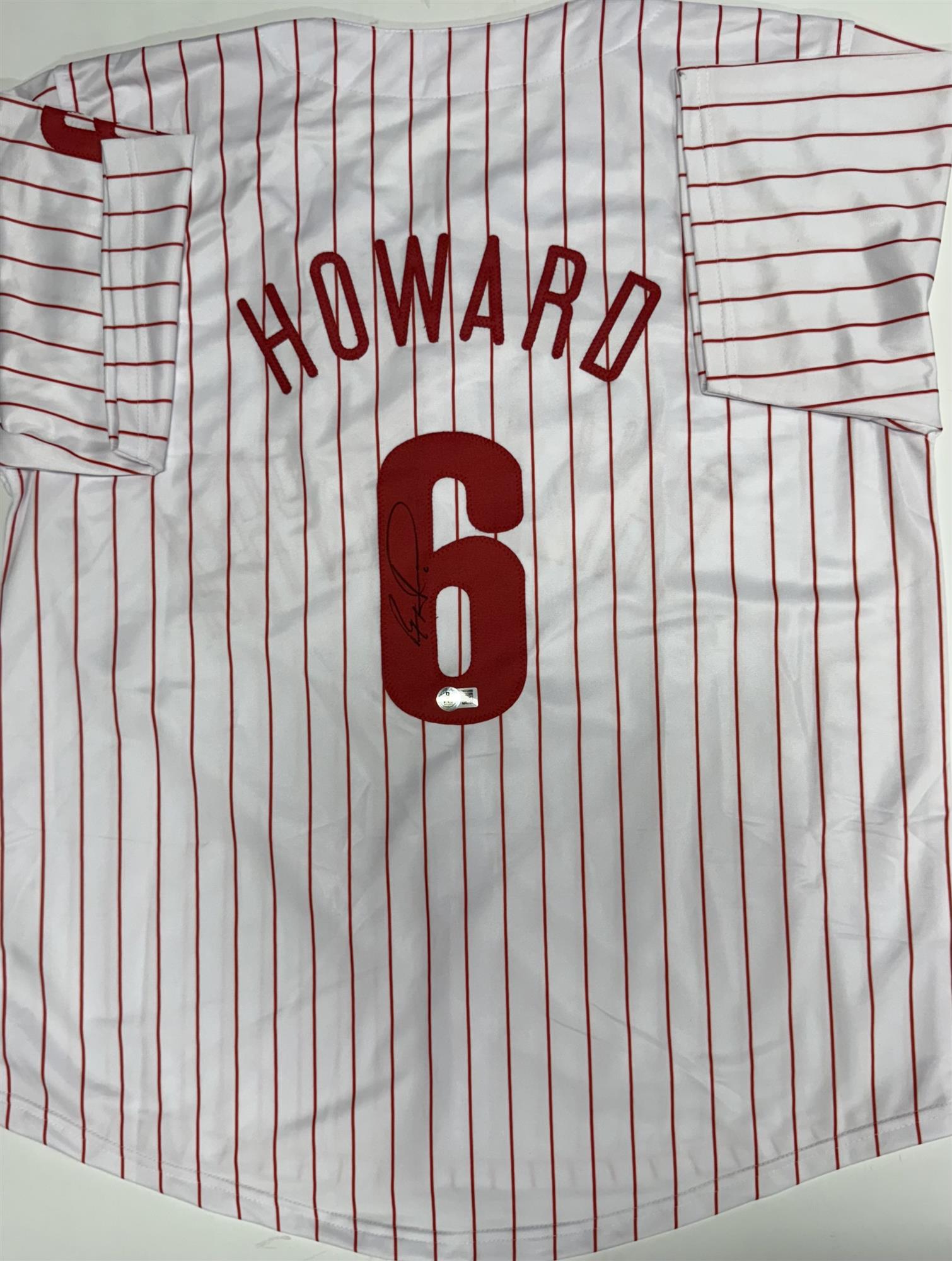 RYAN HOWARD SIGNED CUSTOM REPLICA PHILLIES PINSTRIPE JERSEY - BAS
