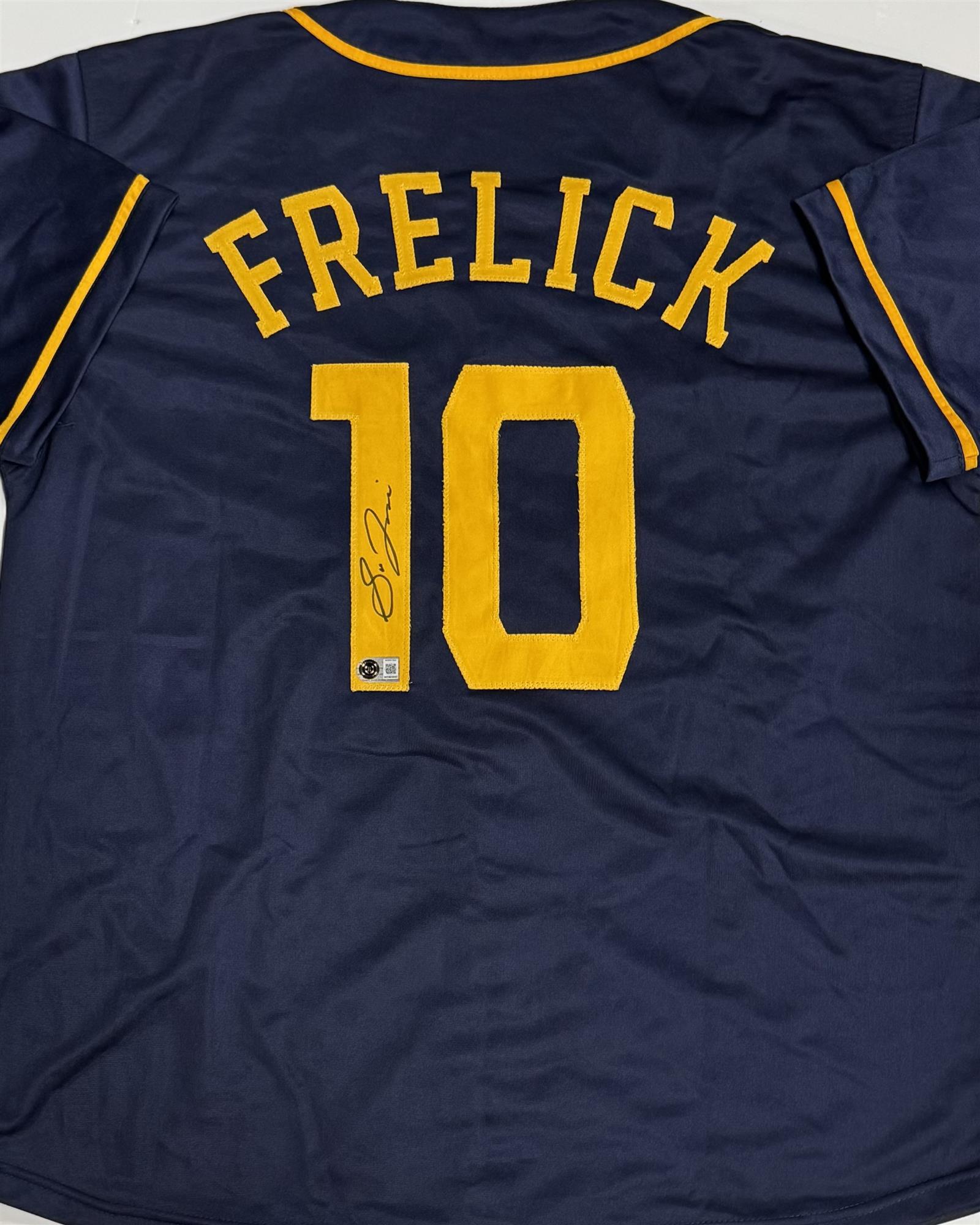 SAL FRELICK SIGNED CUSTOM REPLICA BREWERS NAVY JERSEY - BAS