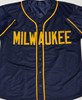 SAL FRELICK SIGNED CUSTOM REPLICA BREWERS NAVY JERSEY - BAS