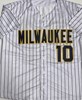 SAL FRELICK SIGNED CUSTOM REPLICA BREWERS PINSTRIPE JERSEY - BAS