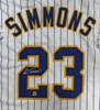 TED SIMMONS SIGNED CUSTOM REPLICA BREWERS PINSTRIPE JERSEY - BAS