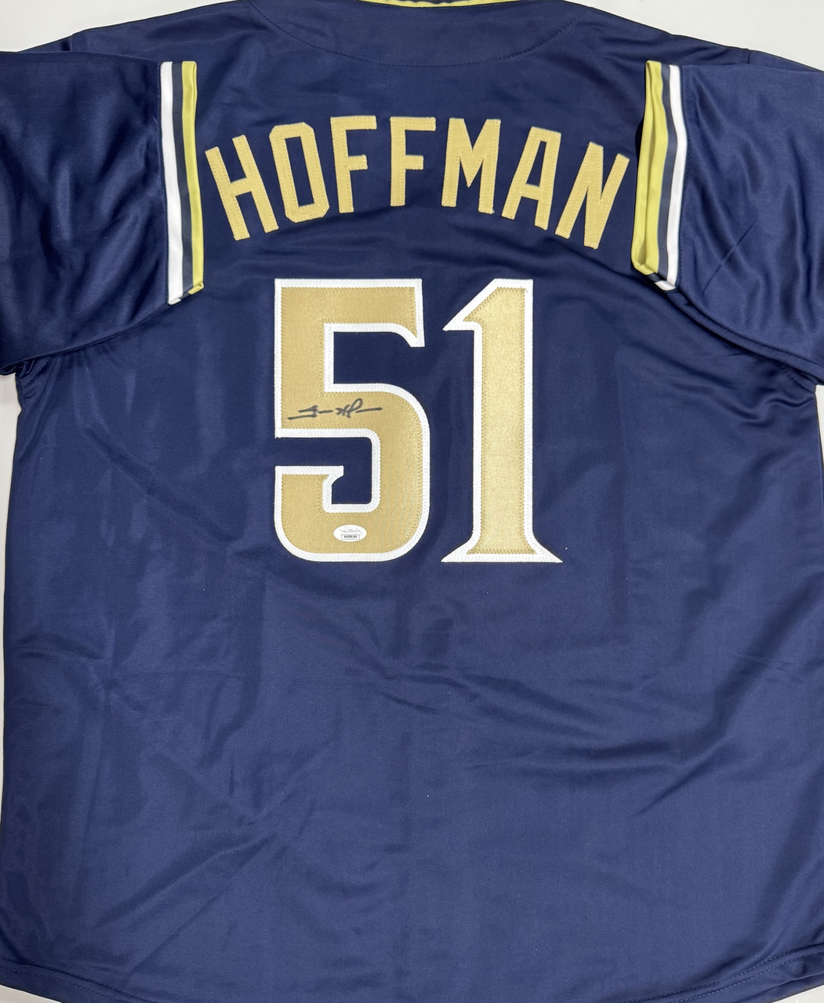 TREVOR HOFFMAN SIGNED CUSTOM PADRES BLUE JERSEY - JSA