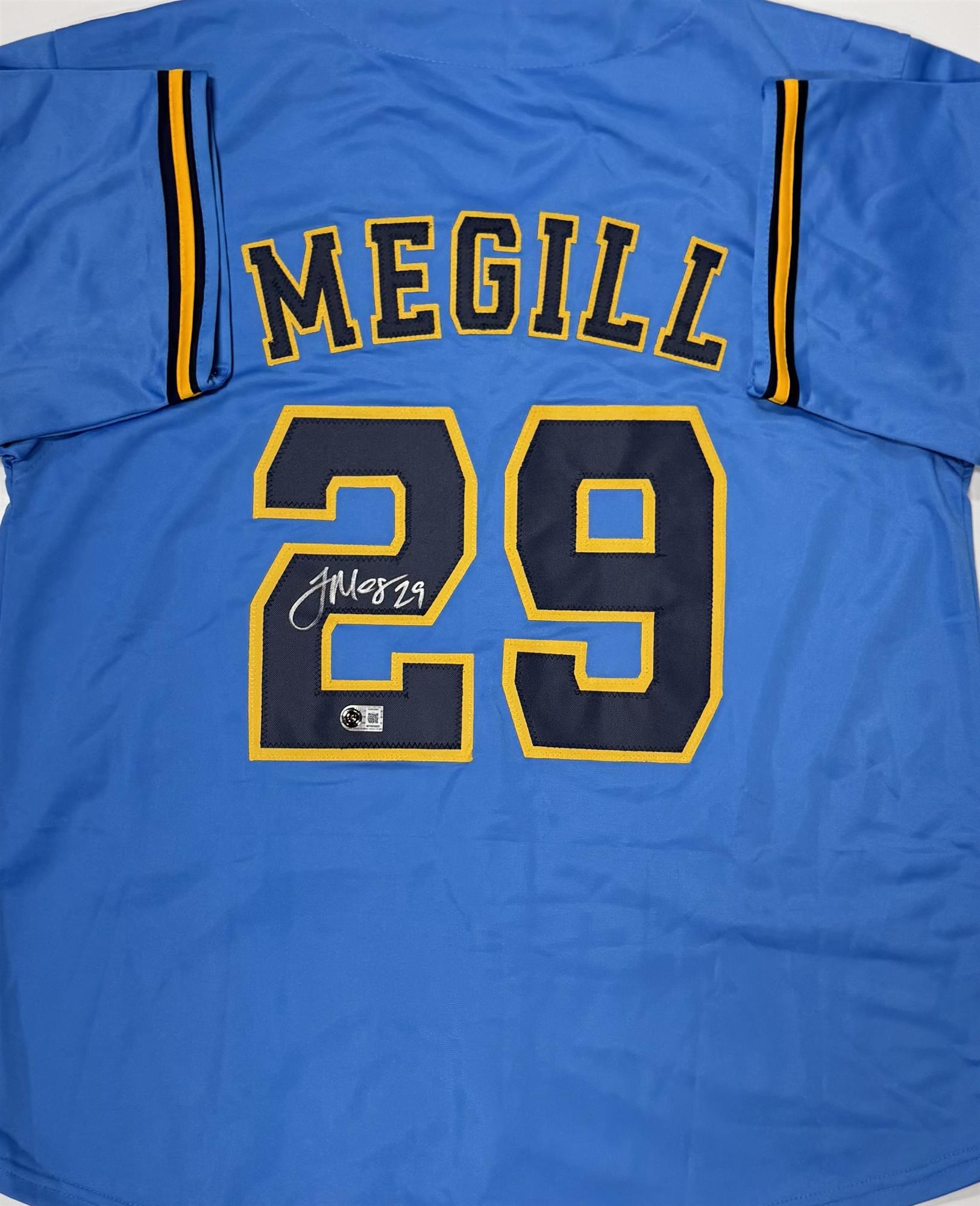 TREVOR MEGILL SIGNED CUSTOM REPLICA BREWERS ALTERNATE JERSEY - BAS