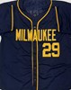 TREVOR MEGILL SIGNED CUSTOM REPLICA BREWERS NAVY JERSEY - BAS