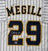 TREVOR MEGILL SIGNED CUSTOM REPLICA BREWERS PINSTRIPE JERSEY - BAS