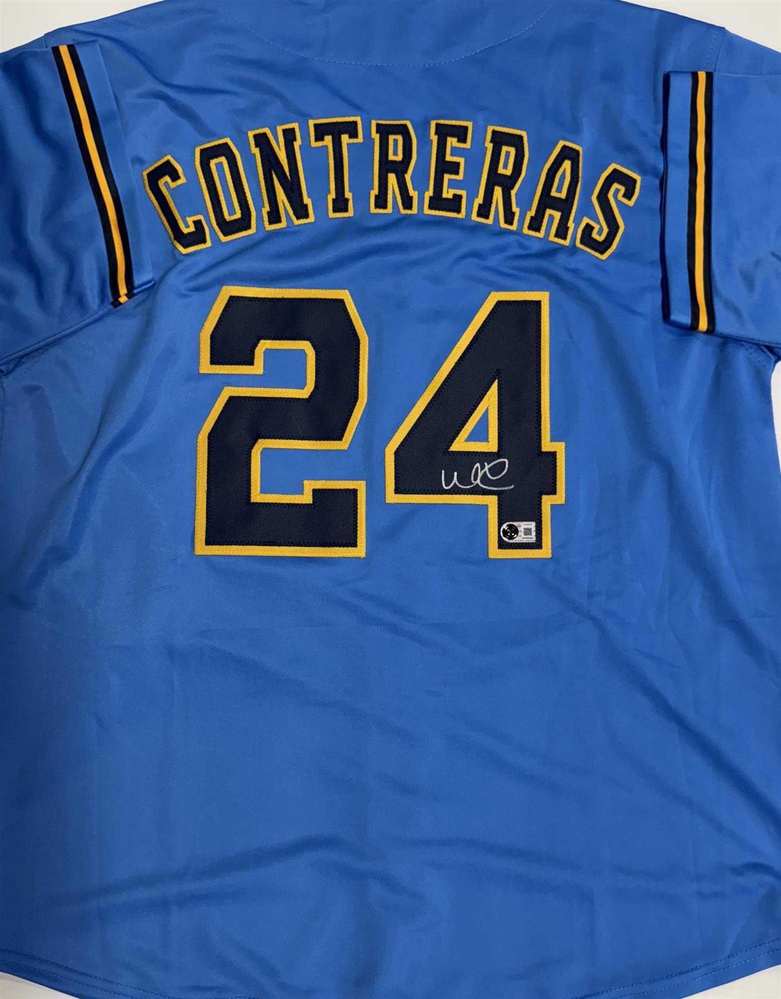 WILLIAM CONTRERAS SIGNED CUSTOM REPLICA BREWERS ALTERNATE JERSEY - BAS