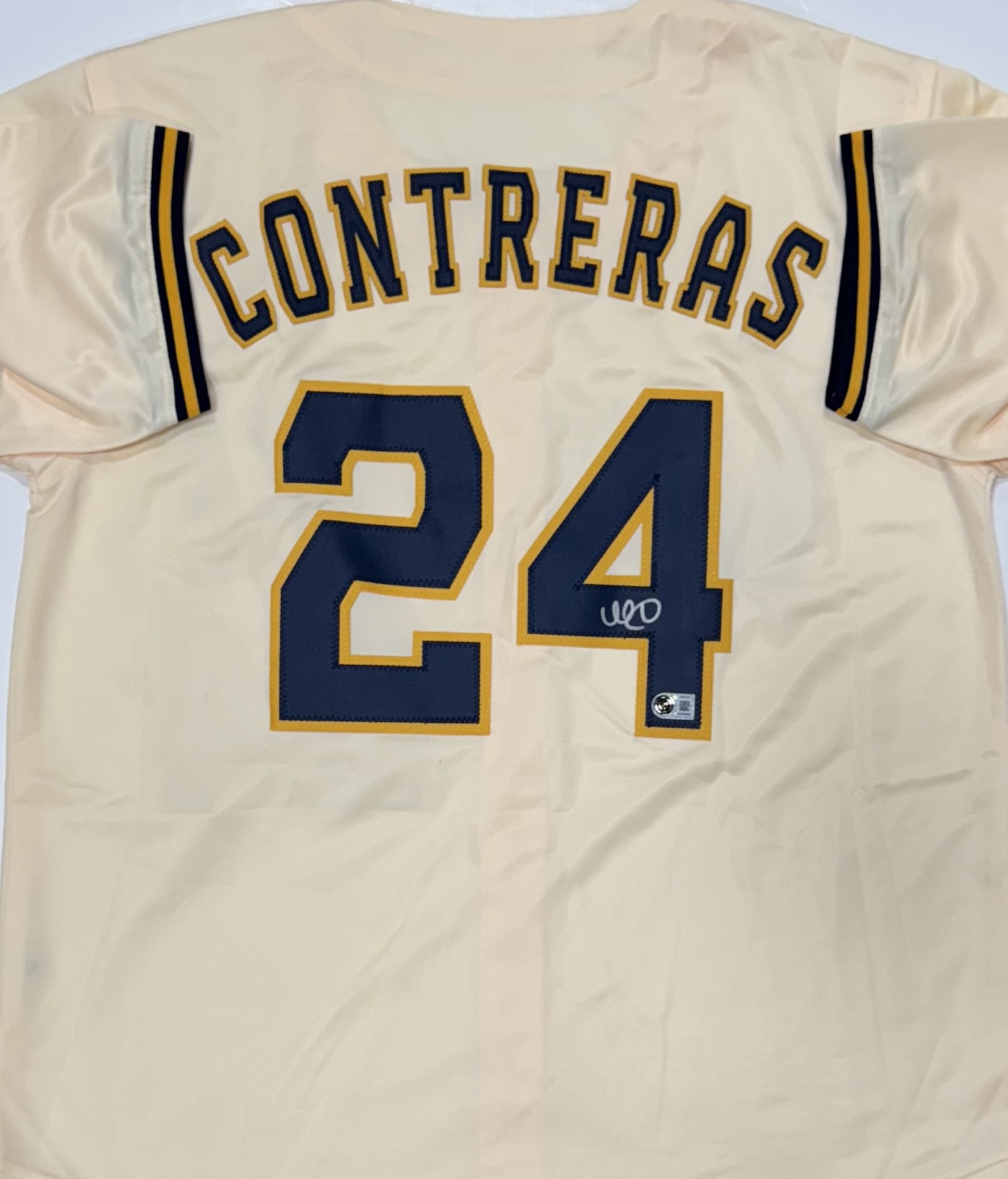 WILLIAM CONTRERAS SIGNED CUSTOM REPLICA BREWERS CREAM JERSEY - BAS
