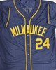WILLIAM CONTRERAS SIGNED CUSTOM REPLICA BREWERS NAVY JERSEY - BAS