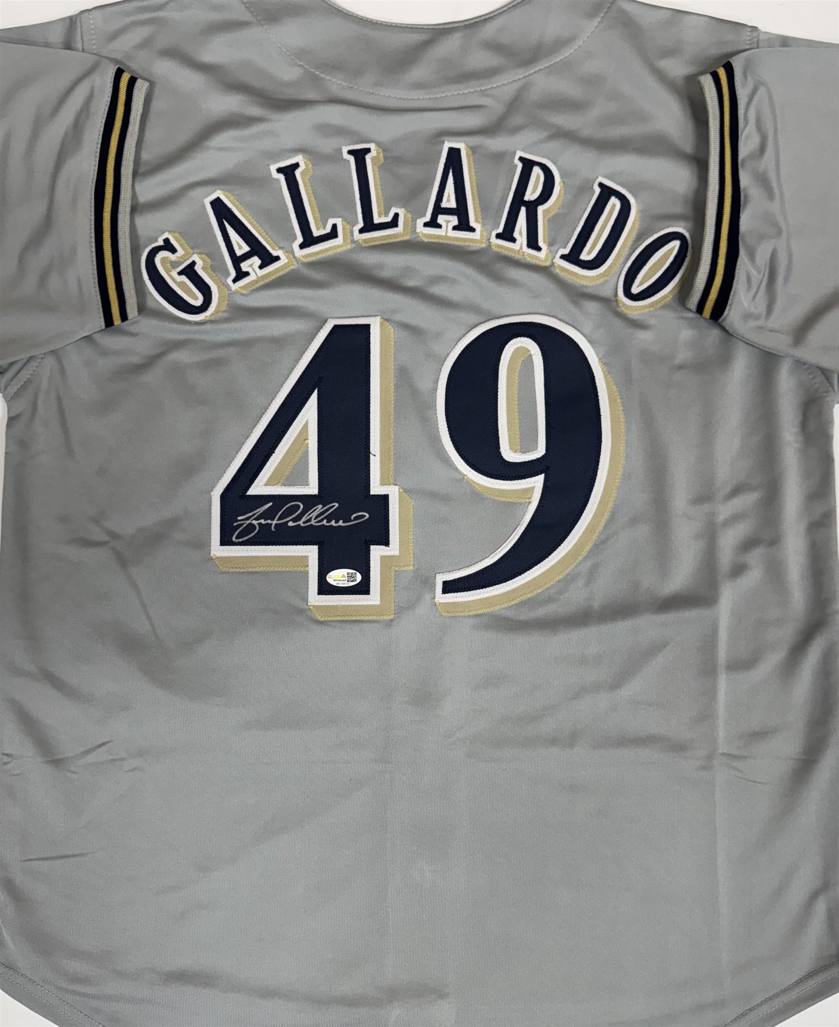 YOVANI GALLARDO SIGNED CUSTOM REPLICA GRAY JERSEY - MILWAUKEE BREWERS - JSA