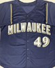 YOVANI GALLARDO SIGNED CUSTOM REPLICA NAVY JERSEY - MILWAUKEE BREWERS - JSA