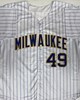 YOVANI GALLARDO SIGNED CUSTOM REPLICA PINSTRIPE JERSEY - MILWAUKEE BREWERS - JSA