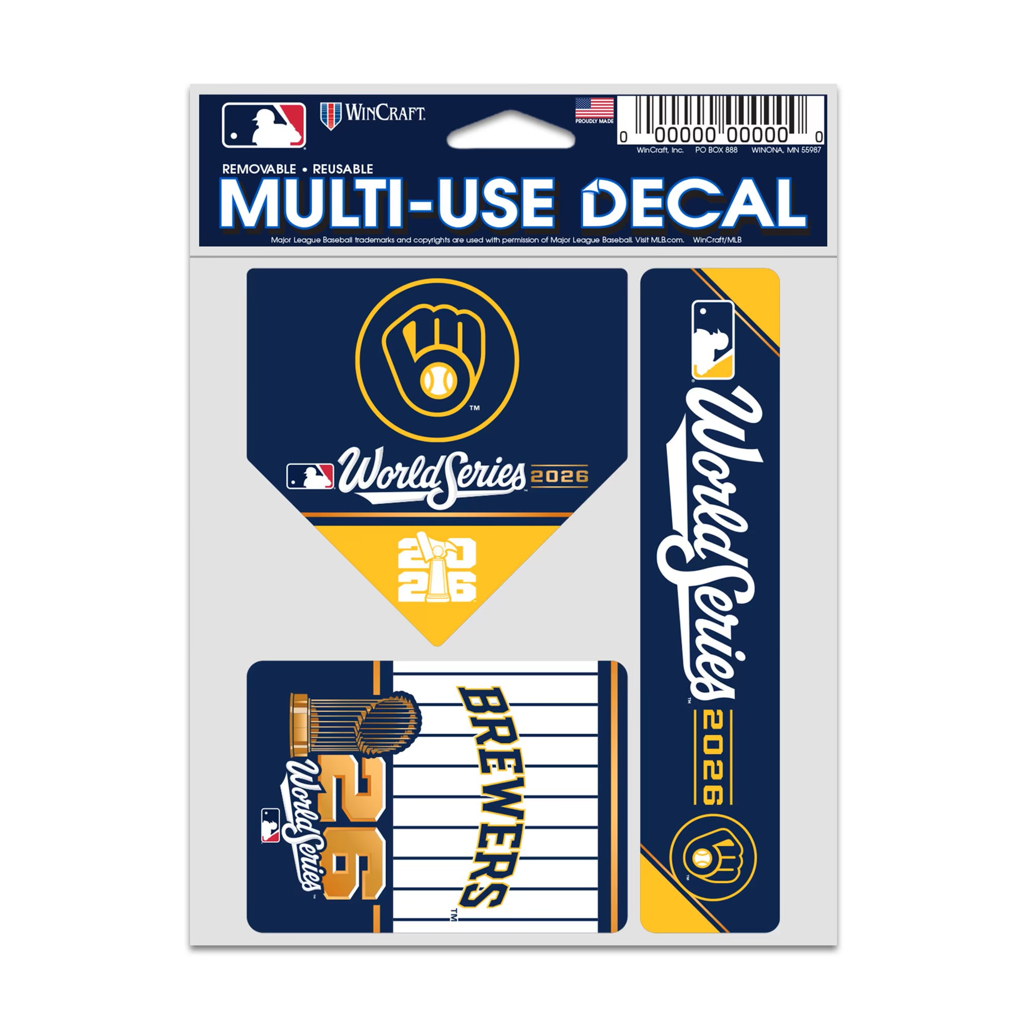 Milwaukee Brewers 2026 World Series 3 Fan Pack Multi-Use Decals