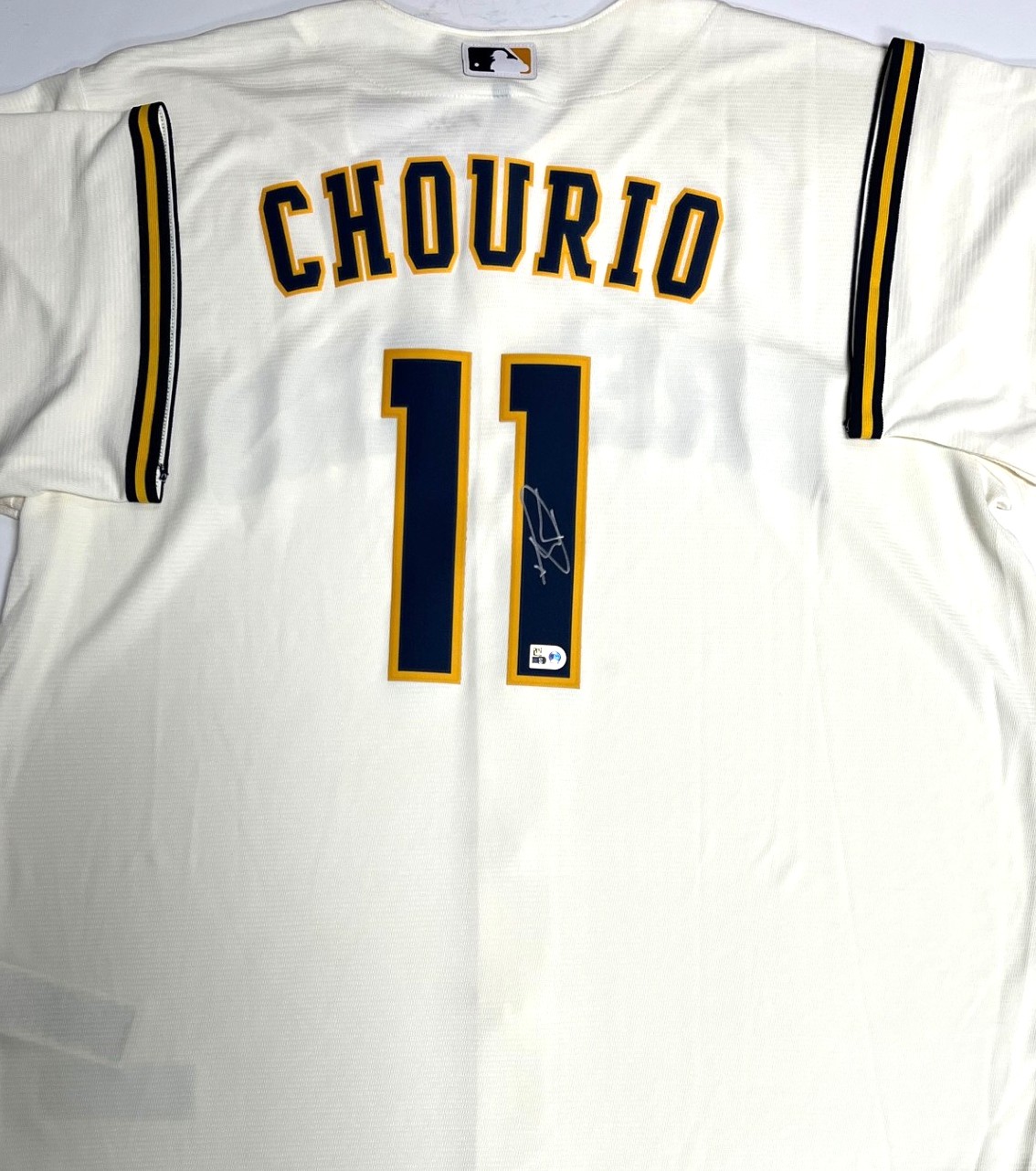 JACKSON CHOURIO SIGNED OFFICIAL NIKE CREAM BREWERS JERSEY - MLB