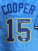 CECIL COOPER SIGNED CUSTOM REPLICA BREWERS BLUE JERSEY - BAS