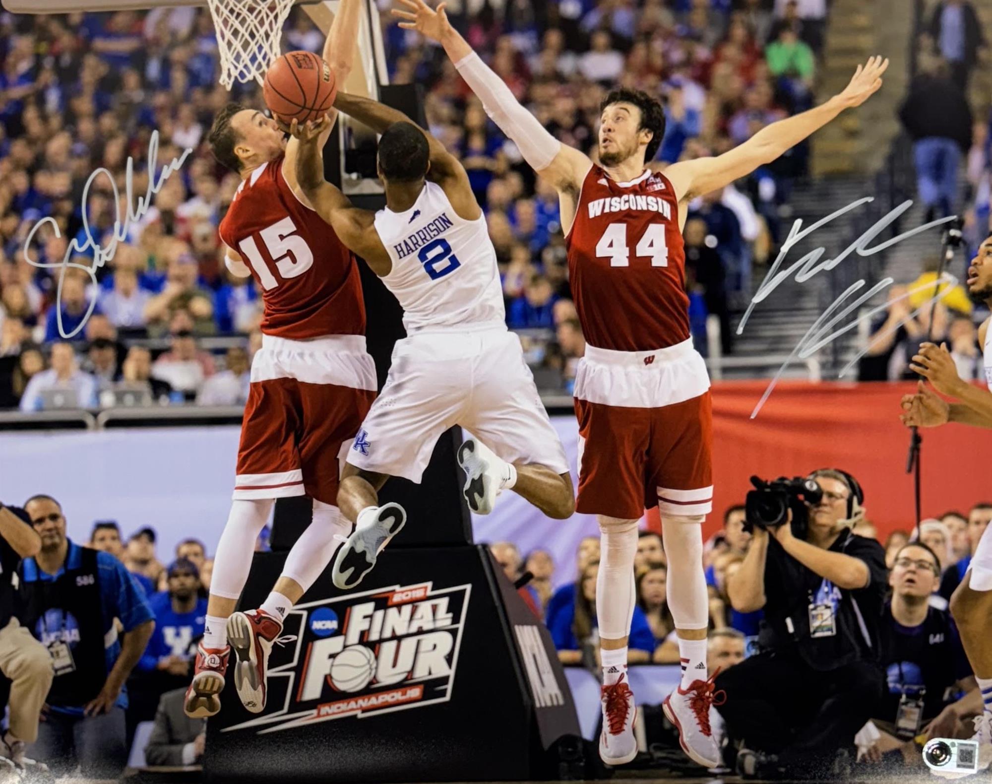 FRANK KAMINSKY & SAM DEKKER DUAL SIGNED 16X20 PHOTO - WISCONSIN BADGERS - BAS