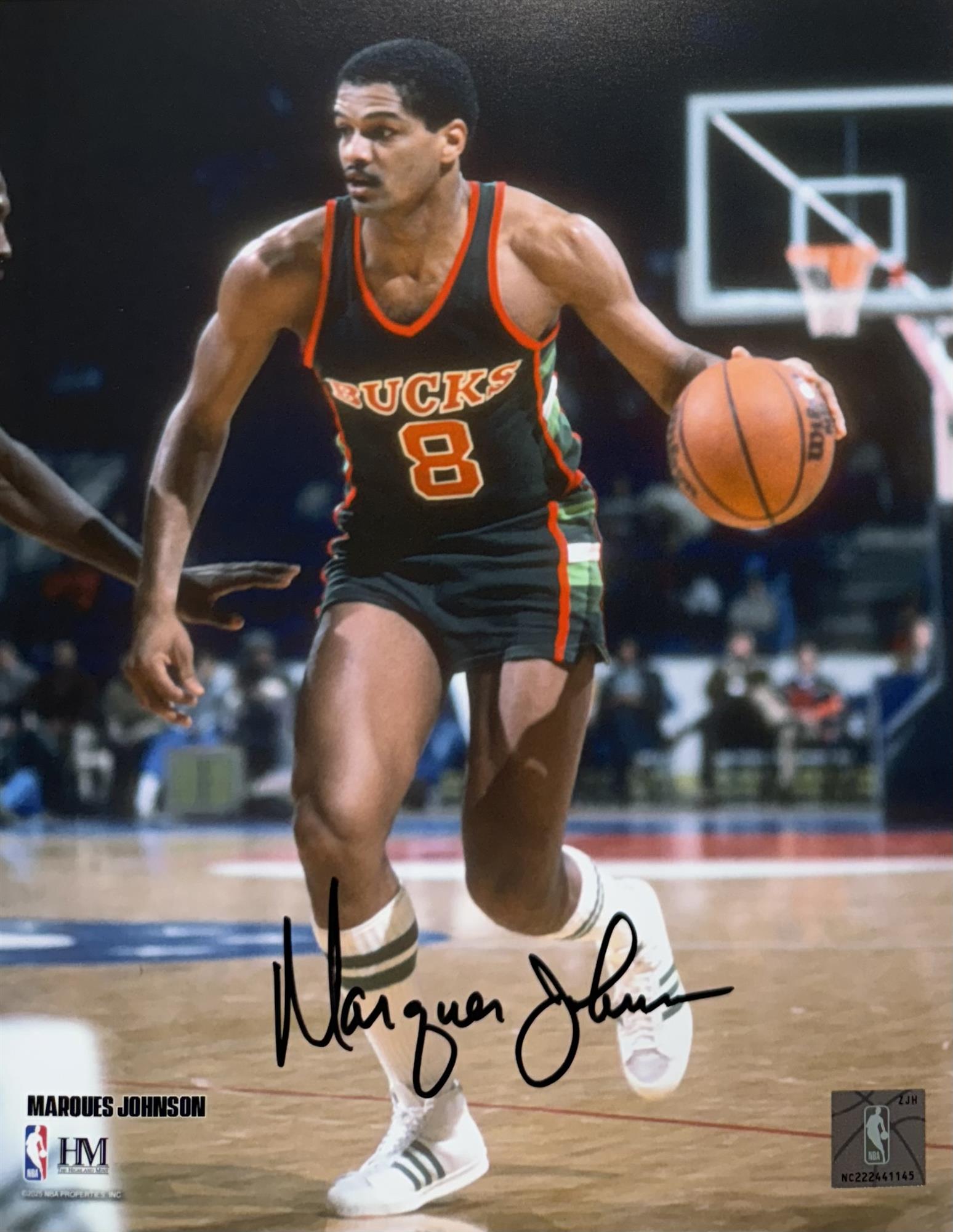 MARQUES JOHNSON SIGNED 8X10 BUCKS PHOTO #1